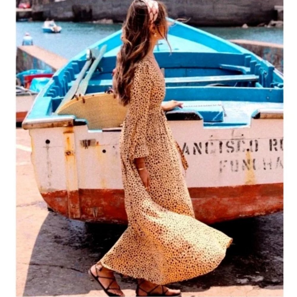 Billabong BNWT Nine Lives Wrap Maxi Dress Gold Dust Long Maxi Size XS - Picture 2 of 12